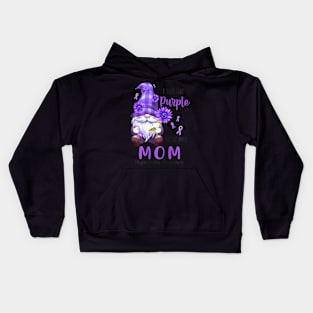 I Wear Purple For My Mom Gnome Alzheimer's Awareness Kids Hoodie